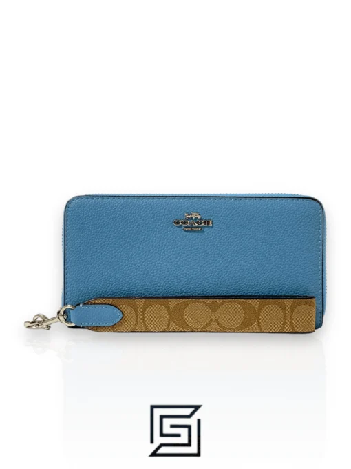 Leather,Wallets,For women wallets COACH LONG ZIP AROUND WALLET WITH STRAP Racer Blue CK427 Coach