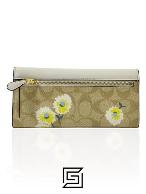 Leather,Wallets,For women Coach wallets Slim Envelope Wallet In Signature Canvas With Daisy Print C3721 Coach