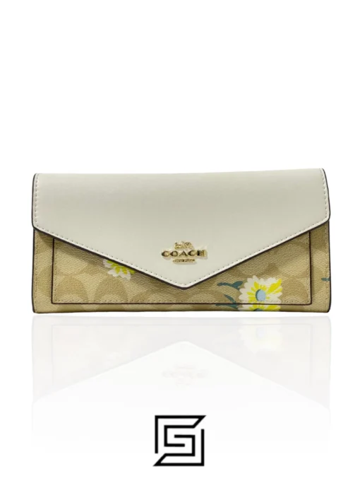 Leather,Wallets,For women Coach wallets Slim Envelope Wallet In Signature Canvas With Daisy Print C3721 Coach