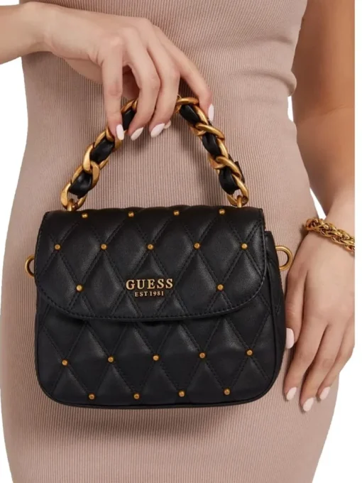 Bags,Leather Guess leather Triana Studs Shoulder Bag Guess