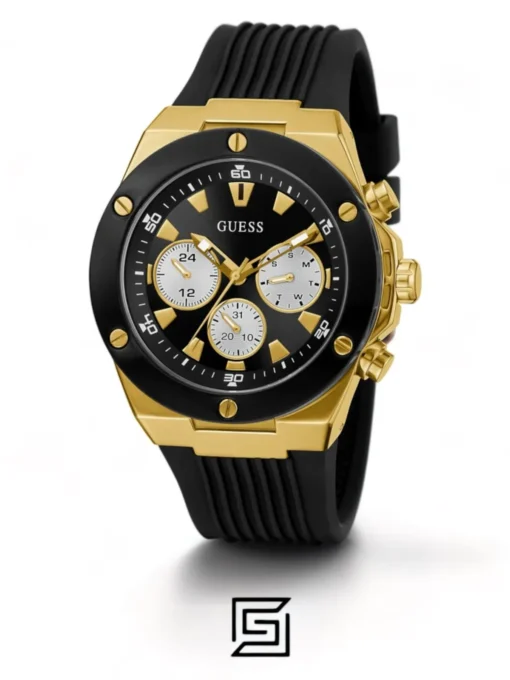 For men,Watches,For men,Original Watches watches GUESS Mens Black Gold Tone Multi-function Watch GW0057G1 Guess