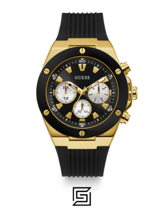 For men,Watches,For men,Original Watches watches GUESS Mens Black Gold Tone Multi-function Watch GW0057G1 Guess