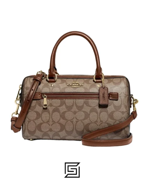 Bags,Leather Coach leather Rowan Satchel In Signature Canvas Style No. F83607 BROWN Coach