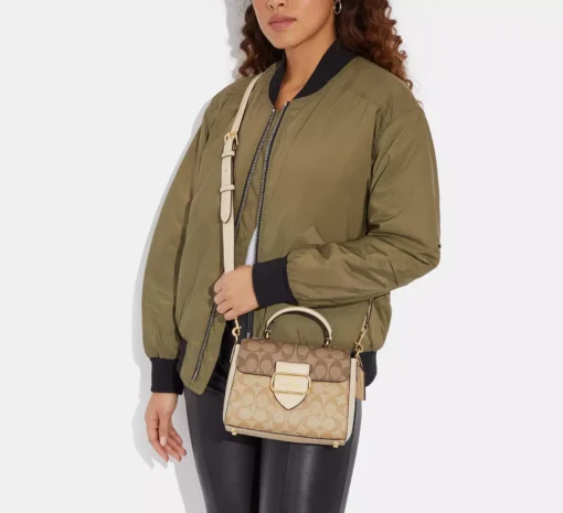 Bags,Leather Coach leather Morgan Top Handle Satchel Bag In Blocked Signature Canvas CH314 Coach