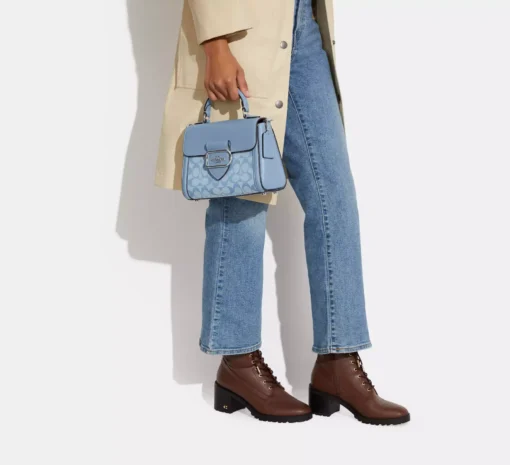 Bags,Leather Coach leather Morgan Top Handle Satchel Bag In Signature Chambray Style No. CH142 Coach