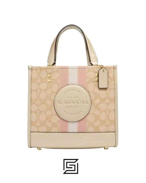 Bags,Leather leather Dempsey Tote 22 In Signature Jacquard With Stripe And Coach Patch Style No. CG096 Coach