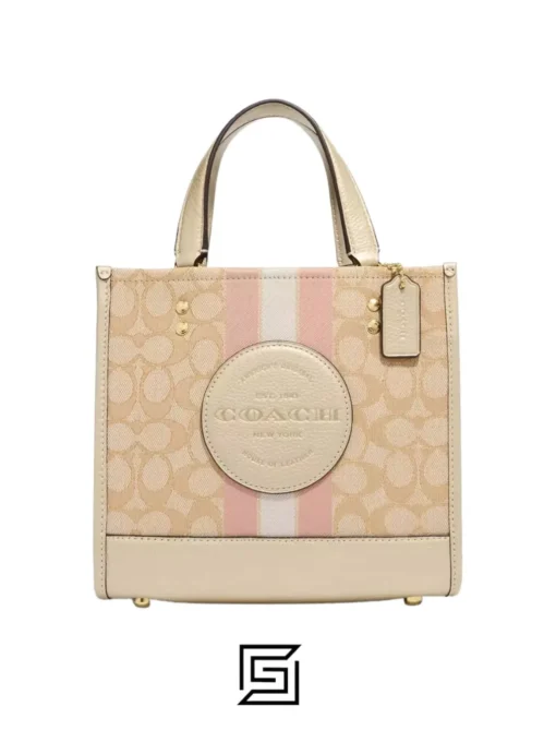 Bags,Leather leather Dempsey Tote 22 In Signature Jacquard With Stripe And Coach Patch Style No. CG096 Coach