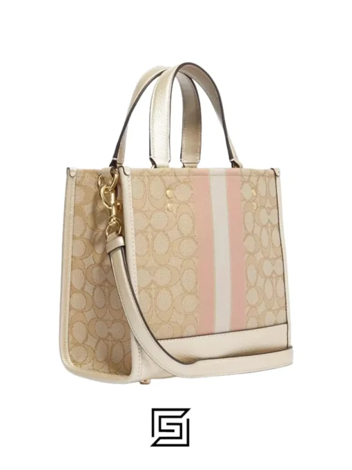 Bags,Leather leather Dempsey Tote 22 In Signature Jacquard With Stripe And Coach Patch Style No. CG096 Coach