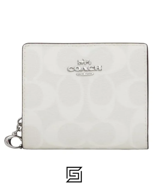 Leather,Wallets,For women Coach wallets Snap Wallet In Signature Canvas C3309 WHITE Coach