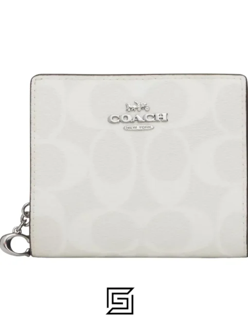 Leather,Wallets,For women Coach wallets Snap Wallet In Signature Canvas C3309 WHITE Coach