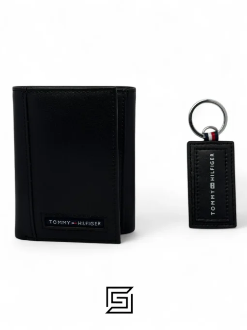 Leather,Wallets,For men Tommy Hilfiger leather HAPPY HOLIDAYS TOMMY SET TRIFOLD WALLET AND MEDAL/BLACK Tommy Hilfiger