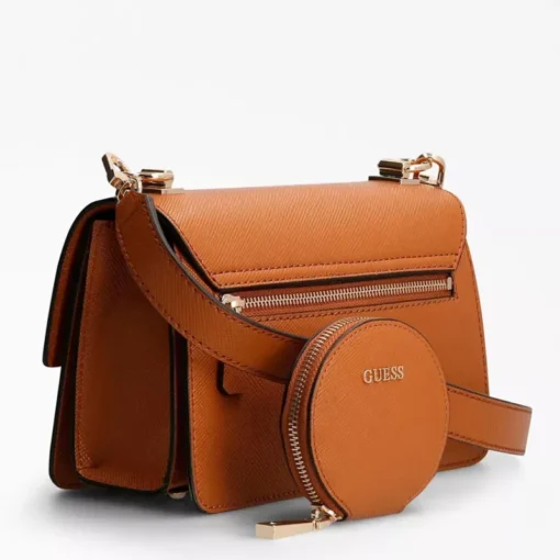 Bags,Leather leather Guess Alexie Crossbody Bag A Flap Saffiano HWVG8416190 Light Cognac Guess